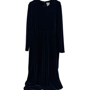 Jacqueline Ferrar Navy Blue Velvet Maxi Dress Womens 14M Long Sleeve Vintage